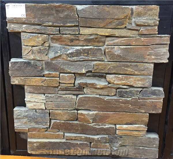 Brown Slate Cement Ledge Stone Wall Stone Bss-08