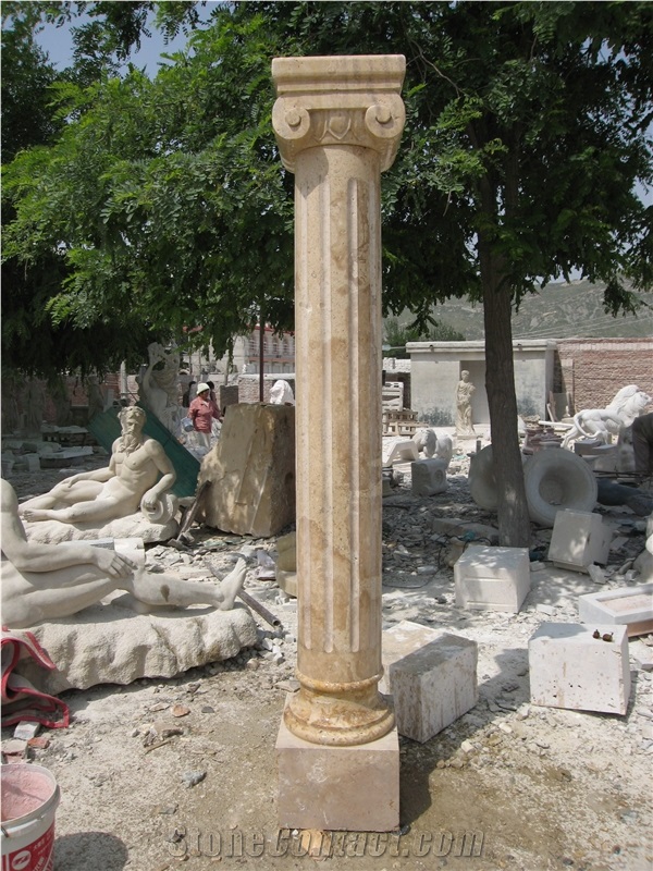 China Beige Travertine Solid Column Pillar