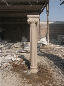 China Beige Travertine Solid Column Pillar
