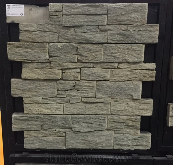 China Green Quartzite Cultured Stone Cement Wall Stone Bss-011