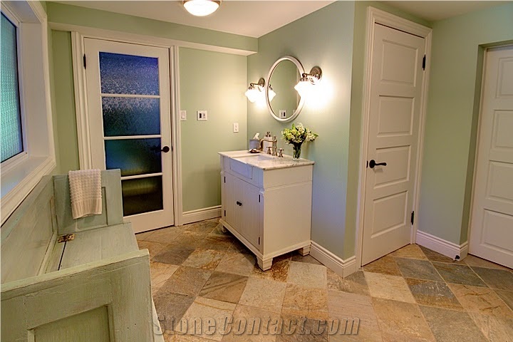 China White Gold Quartz Bath Floor