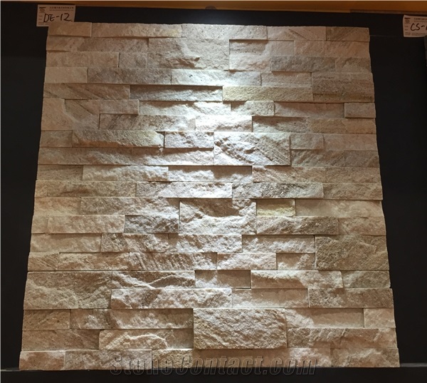 De-12 White Quartzite Wall Cladding, Ledge Stone, Fieldstone