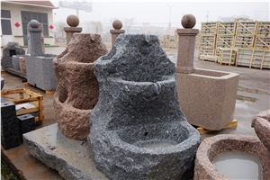 Grey Granite Fountain Outdoor Fountain Custom Made Sculptured Exterior