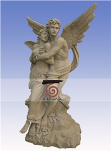 Hand Carved Angel Statue, White Marble Statues