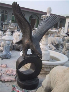 Hand Carved Eagle Sculpture, China Black Limestone Sculpture & Statue