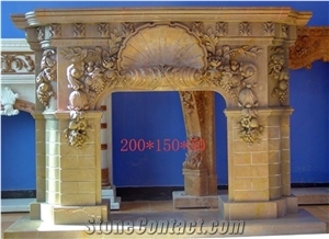 Hand Carved Marble Fireplace Surround Mantel Yellow Marble Fireplace