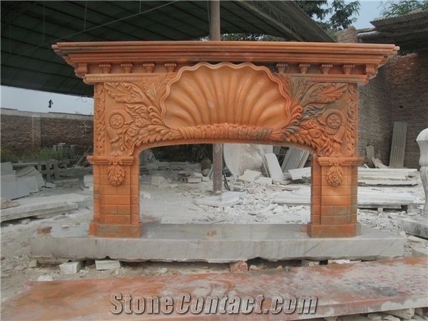 Hand Carved Marble Fireplace Surround Mantel Yellow Marble Fireplace