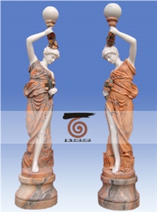 Hand Carved Marble Statue with Light,Multicolor Marble