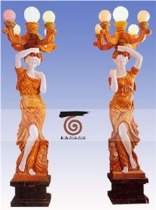 Hand Carved Marble Statue with Light,Multicolor Marble