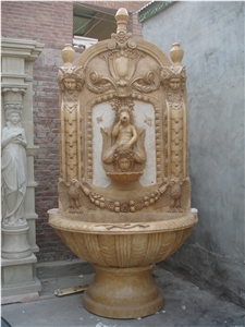 Hand Carved Marble Wall Fountain, Green Marble Fountain
