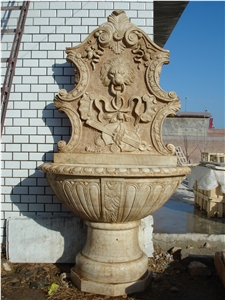 Hand Carved Marble Wall Fountain, Green Marble Fountain