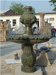 Hand Carved Marble Water Fountain, Green Marble Fountain
