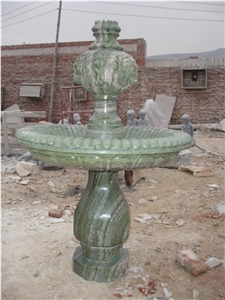 Hand Carved Marble Water Fountain, Green Marble Fountain