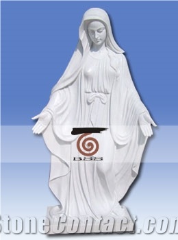 Hand Carved White Jade Marble Statue Mary