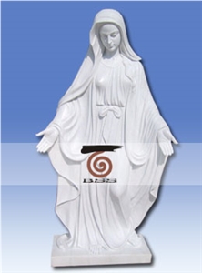 Hand Carved White Jade Marble Statue Mary
