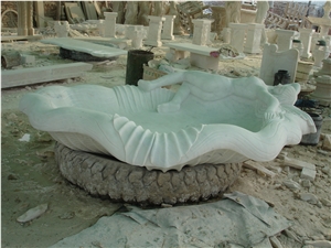 Hand Carved White Marble Basin