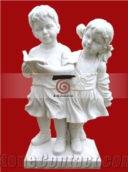 Hand Carved White Marble Child Statue