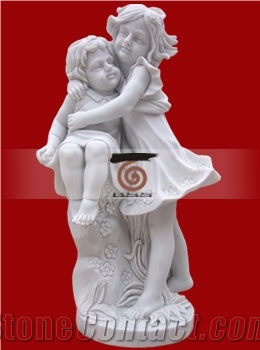 Hand Carved White Marble Child Statue