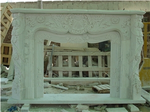 Hand Carved White Marble Fireplace Surround Hearth Mantel