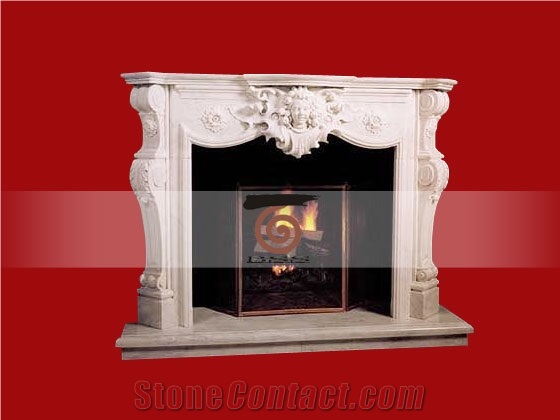 Hand Carved White Marble Fireplace Surround Mantel Sculptured Hearth
