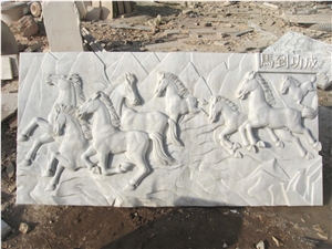 Hand Carved White Marble Relief (Horse Design)
