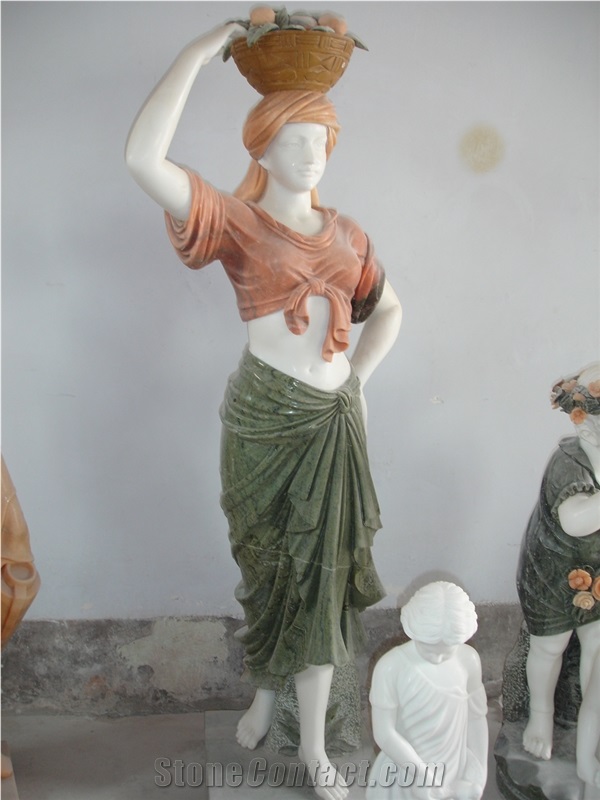 Mix Color Marble Lady Statue & Sculpture