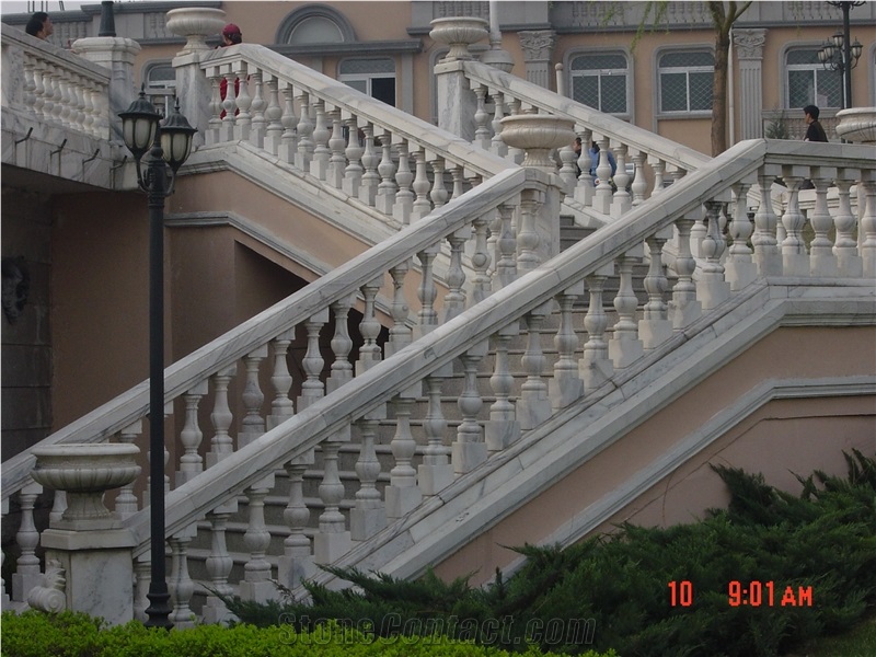 Pink Marble Balustrade Handrail Stair
