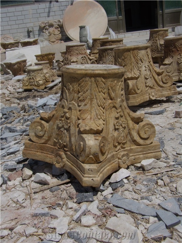 Roman Capital Travertine Column