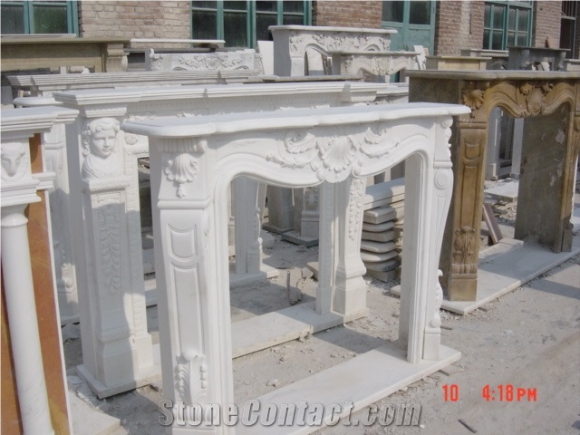 Simple Design Red Marble Fireplace Mantel Surround Hearth