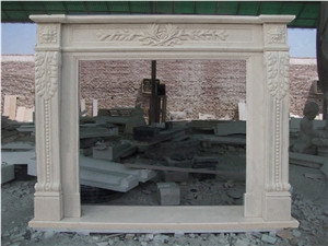 White Marble Fireplace Surround Mantel Flower Hand Carved Surround