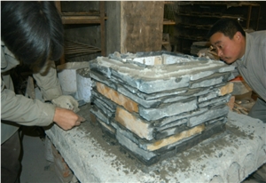 Ws-115 Black White Grey Mixed Quartzite Wall Cladding Panel, Cultured Stone, Stacked Stone Veneer