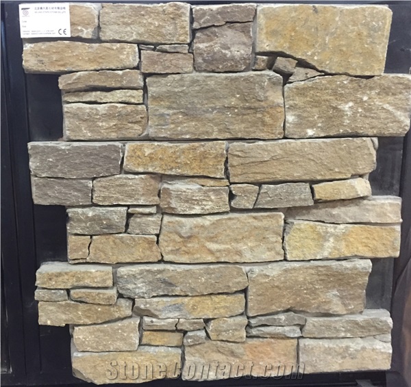 Yellow Slate Cement Stacked Stone Veneer Wall Stone Bss-019