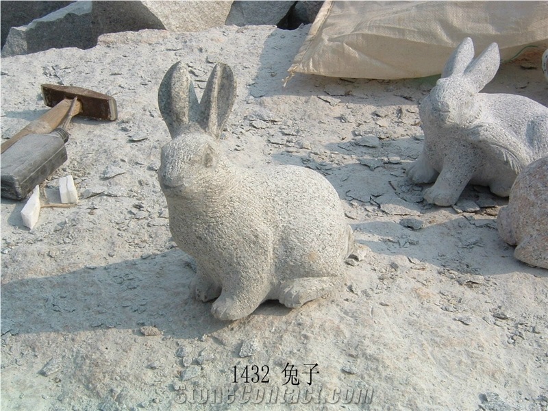 Granite Sculpture with Rabbit Shape, White Granite Sculpture & Statue