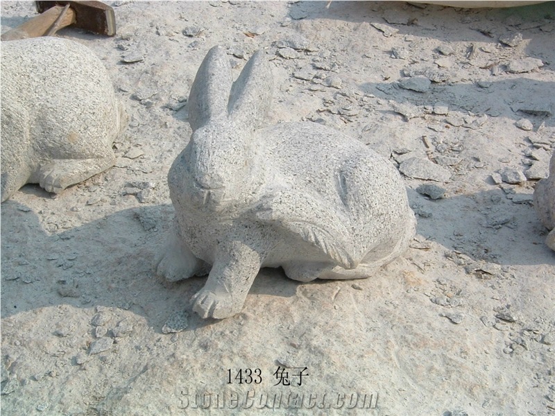 Granite Sculpture with Rabbit Shape, White Granite Sculpture & Statue