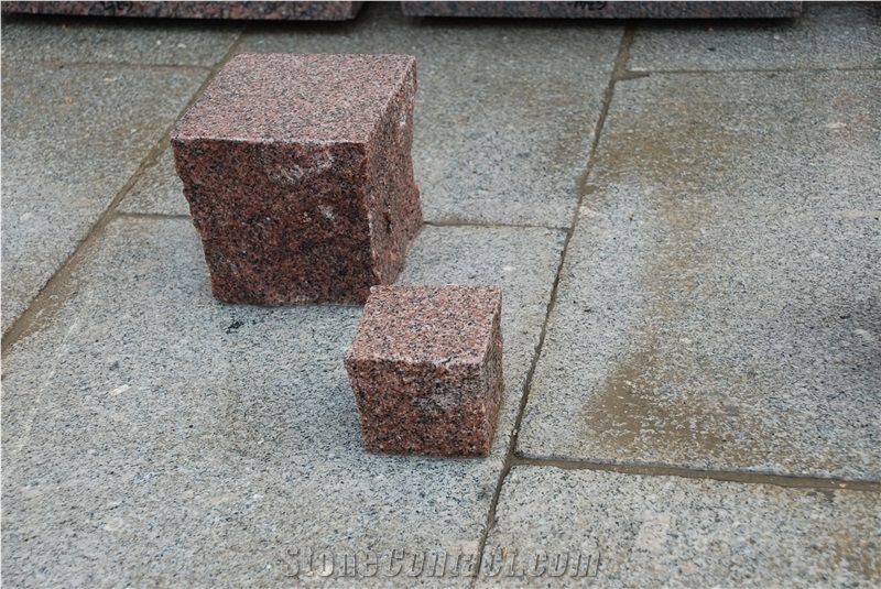 Red Granite Cube Stone Low Price and High Quality