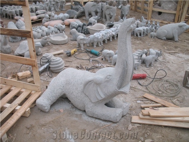 Sculpture with Different Animals Shape, Grey Granite Sculpture & Statue