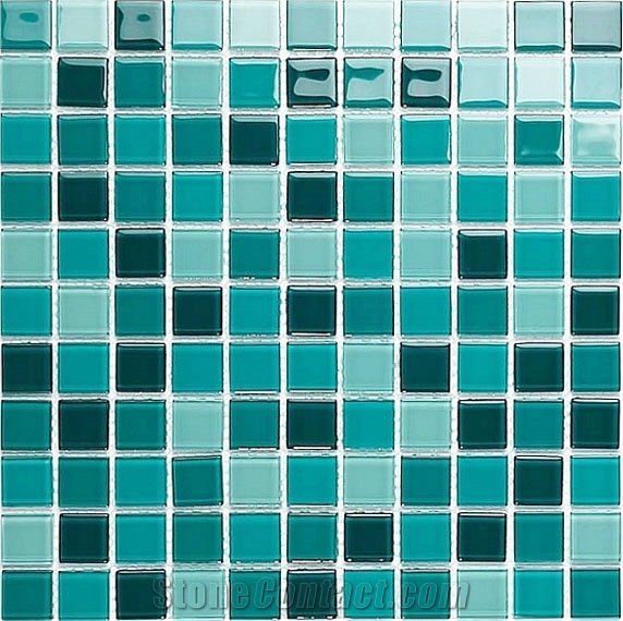 Gl062 Aquamarine Mix Crystal Glass Mosaic Bathroom Mosaic Tile