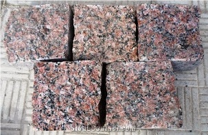 Red Granite Pavers Rosa Raveno (Zhadkivka-Ukraine), Red Ukraine Granite Cube Stone & Paver
