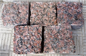 Red Granite Pavers Rosa Raveno (Zhadkivka-Ukraine), Red Ukraine Granite Cube Stone & Paver