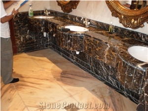Black Gold Marble Bathroom Countertops,Pakistan Black&Gold Kitchen Countertops,Polished Vanity Tops