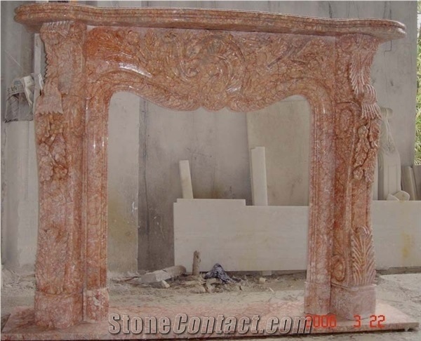 Red Agate Marble Fireplace Decorating,China Red/Pink Marble Fireplace Insert/Mantel