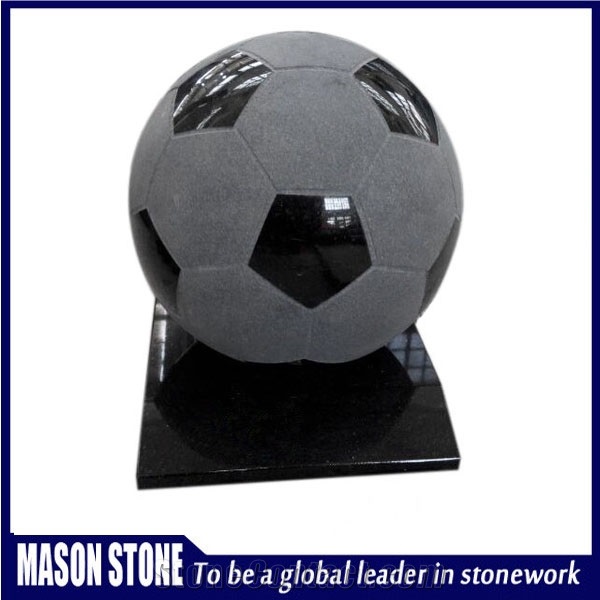 Football Headstone, Black Granite Headstone