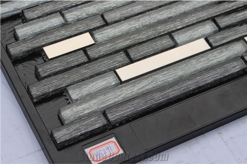 China Glass Mixed Aluminium Mosaic Manufacture H5291 15x98/15x28/15x148/15x198msilk Road Metal