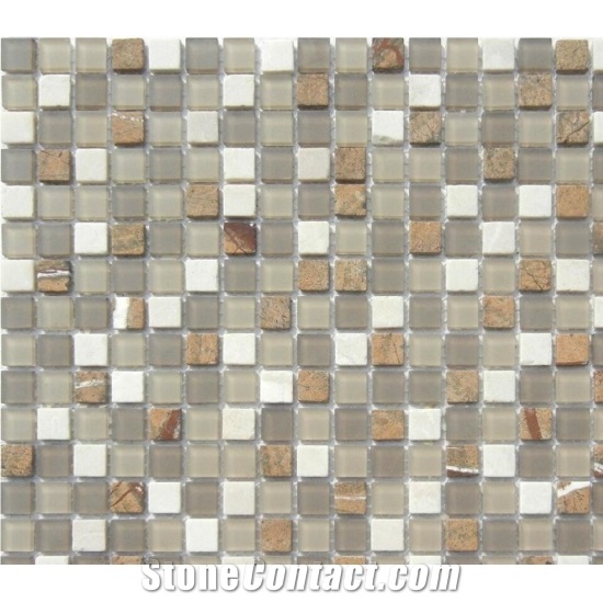 China Glass Mixed Marble Mosaic Manufacture 15x15x4mm Cadiz 602 Cadiz 4mm Mosaics