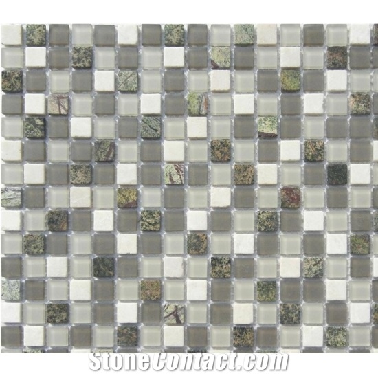 China Glass Mixed Marble Mosaic Manufacture 15x15x4mm Cadiz 603 Cadiz 4mm Mosaics