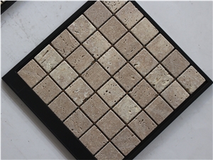 China Travertine Mosaic Manufacture Square 48x48mm St-011m-48