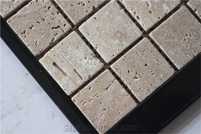 China Travertine Mosaic Manufacture Square 48x48mm St-011m-48