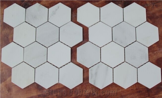 Eastern White Marble Hexagon Mosaic