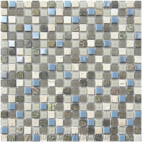 Glass Mixed Marble Mosaic Manufacture China 15x15x4mm Cadiz 904 Cadiz 4mm Mosaics