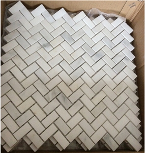 Oriental White Marble Mosaic Manufacturer China Herringbone White Nvot-W0034